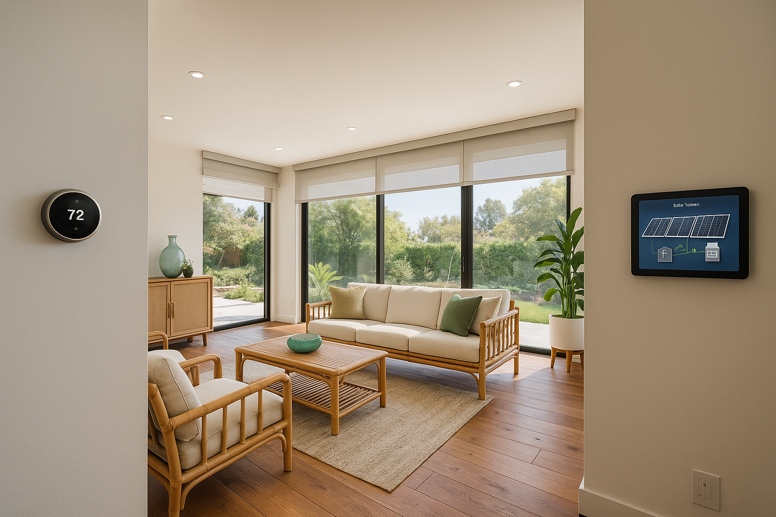 Energy-efficient smart home remodel in Brentwood with smart lighting, Nest thermostat, and eco-friendly materials.
