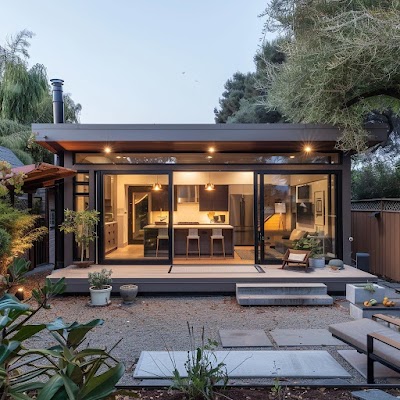Attached ADU addition with private patio and seamless architectural integration in Los Altos, California.