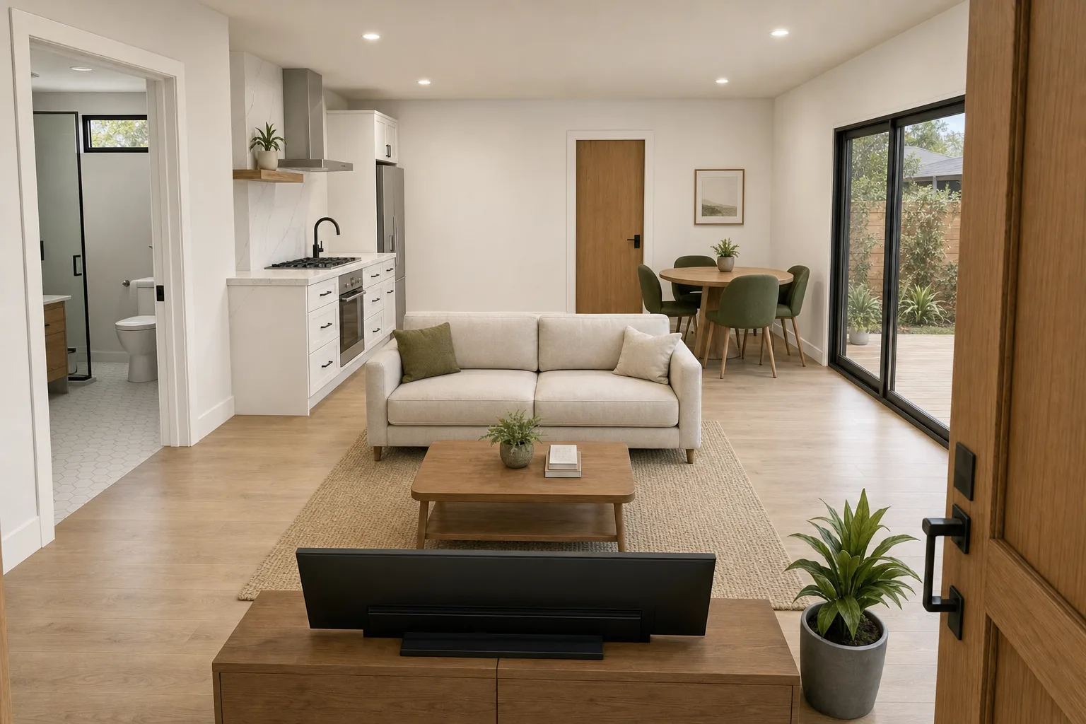 The Studio, kitchen & living (design concept rendering)