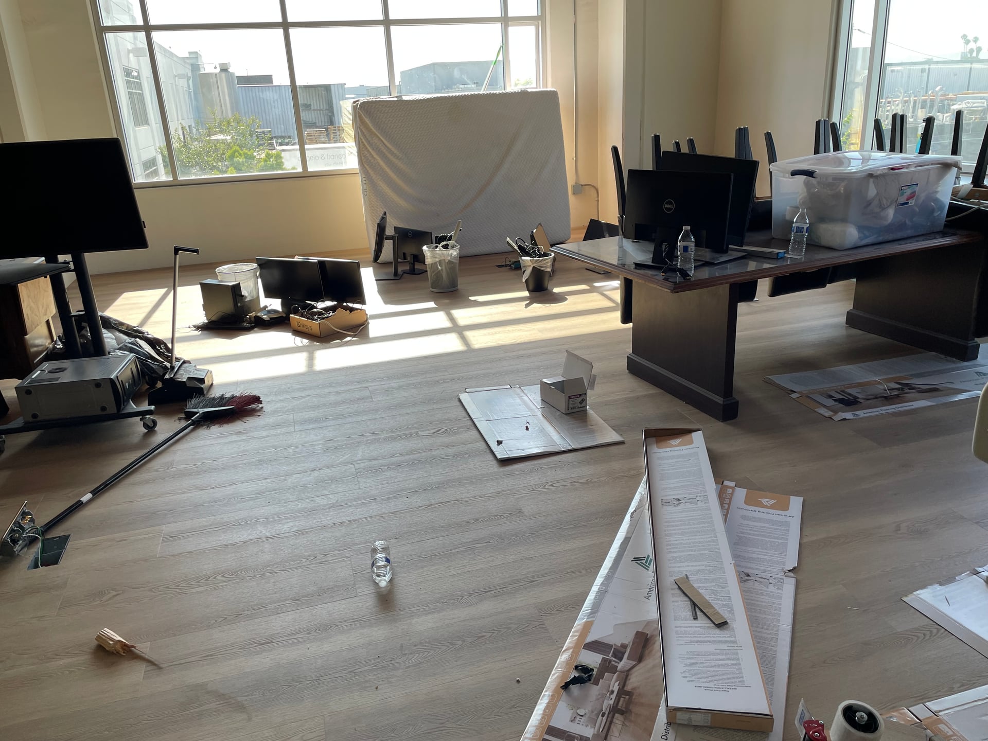 From beginning to end commercial space in Hawthorne factory, they doing such for colleges had to build a new common area for his workers with new kitchen, a new 3000 ft.² of Office. We did almost 4000 ft.² of flooring, paint the entire offices, renovate, bathrooms, and more. The client is super happy because of her workers have a new nice space to have lunch and hang out we also upgraded the entire communication system with the machines on the floor, which was super sophisticated low-voltage project