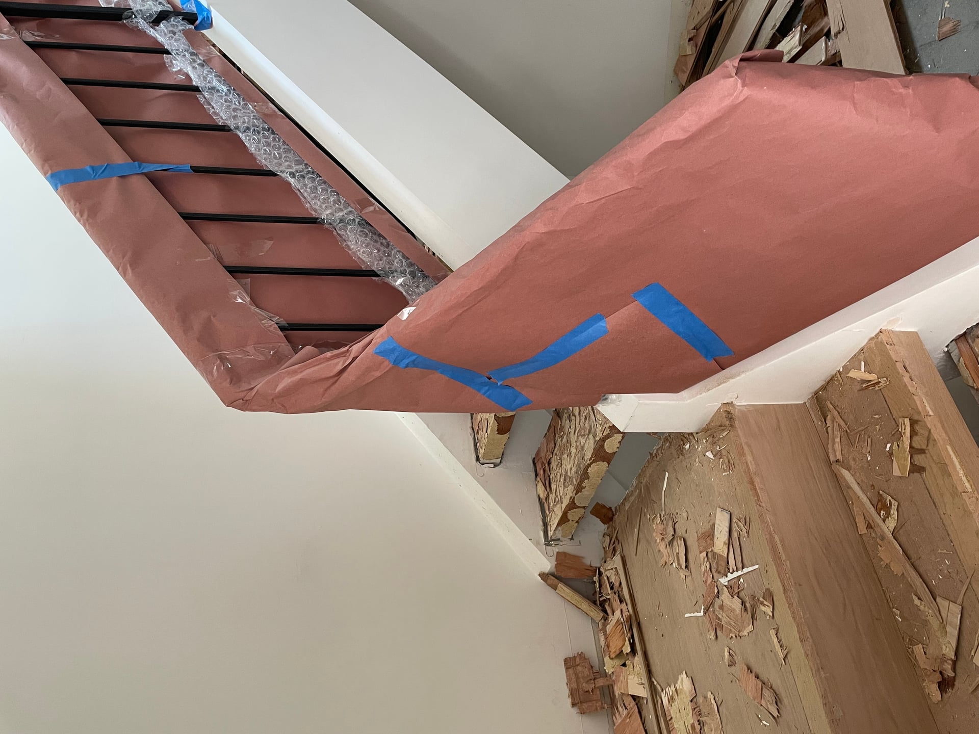 Demo existing kitchen and flooring and staircase, preparing for paying the entire townhome. Client is amazing amazed by the timeline saying she never worked with a contractor so efficient and fast looking forward to the next stage.
